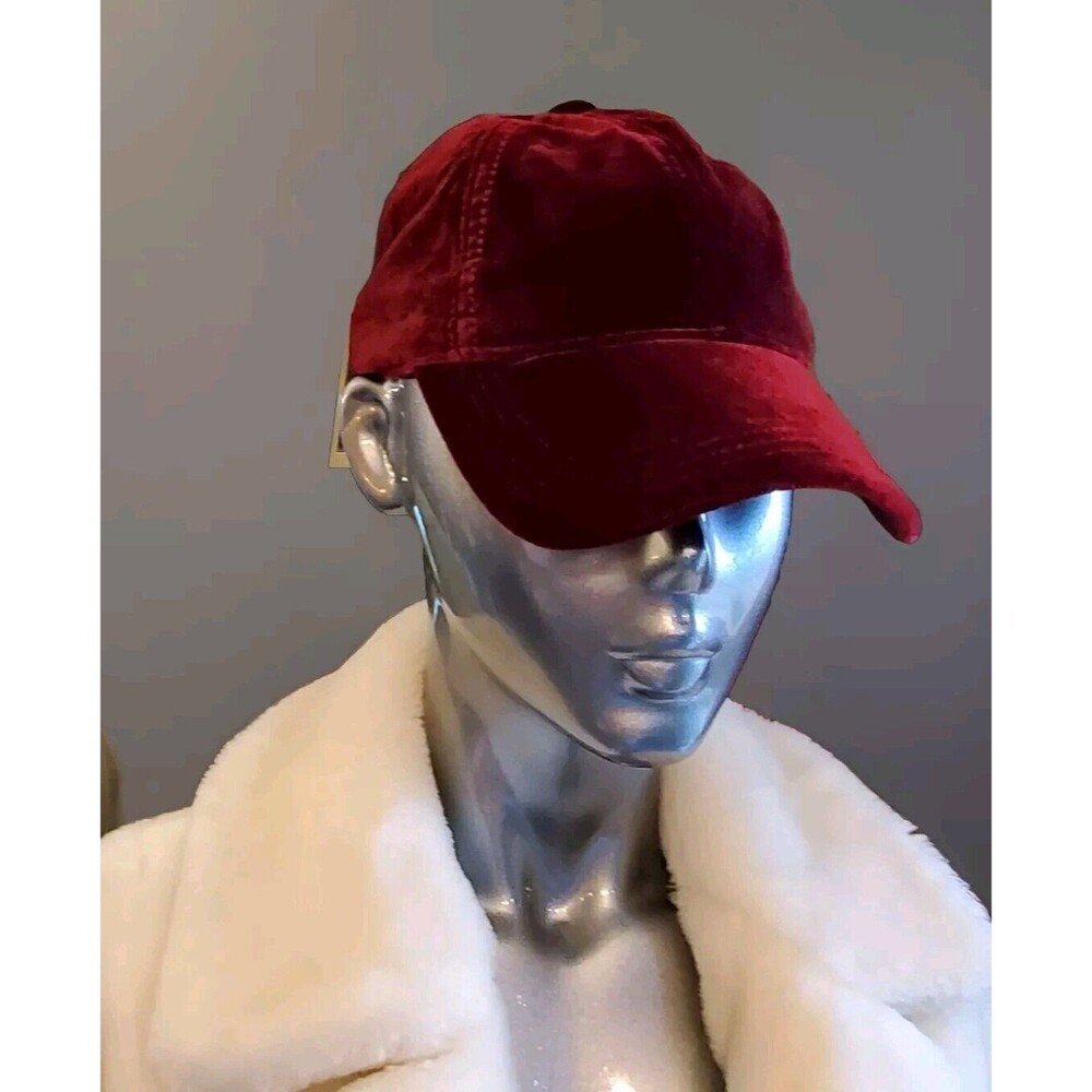 GAP Velvet Baseball Cap Women Sz S/M 58cm‎ Red Delicious Adjustable Strap Unisex